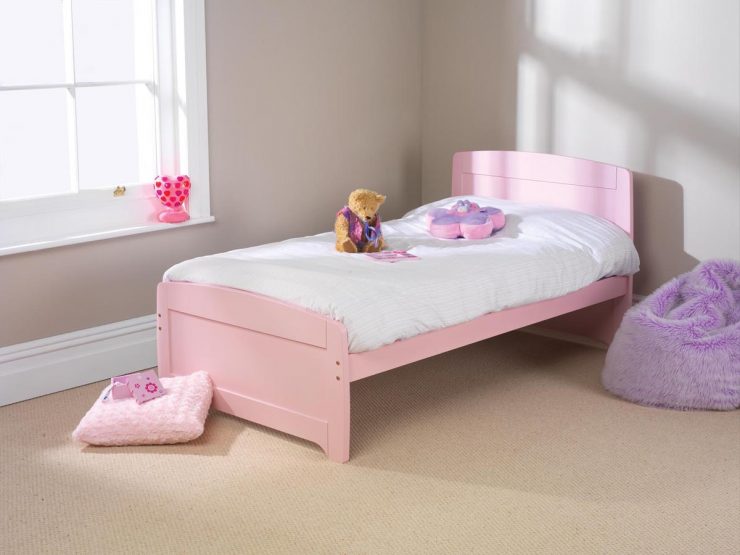 pine bed manufacturer raised foot end pink finish