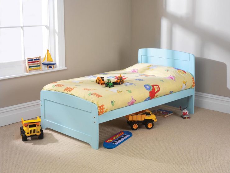 pine bed manufacturer raised foot end blue finish