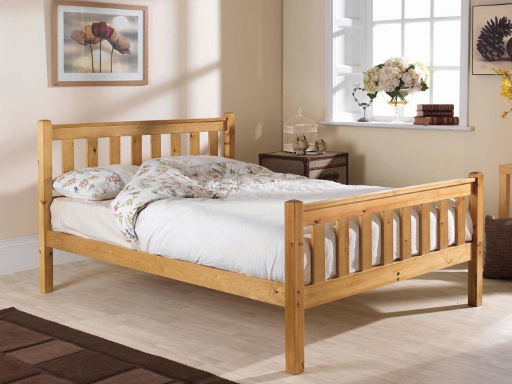 Pine bed manufacturer shaker high foot end